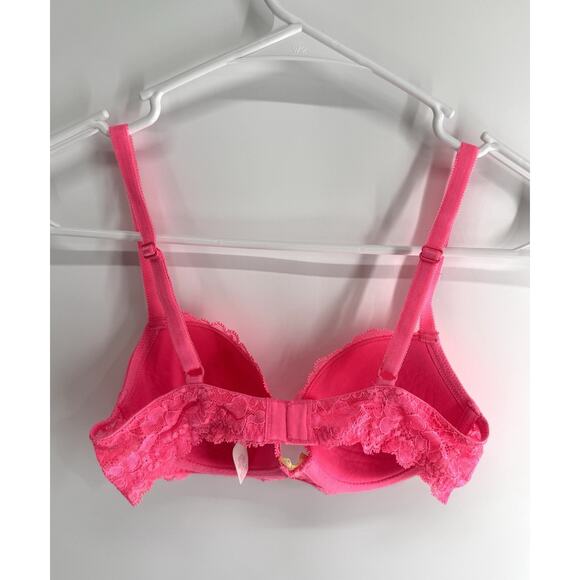 Victoria's Secret Dream Angels Lined Demi Bra Pink Lace Underwire Pad Size 32B - Picture 3 of 6